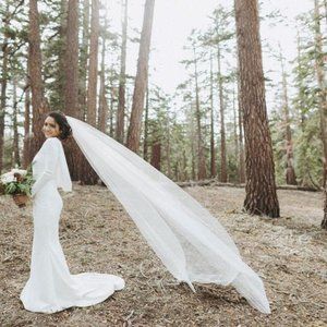 NEW White Raw Edge 108 Inch Cathedral Veil